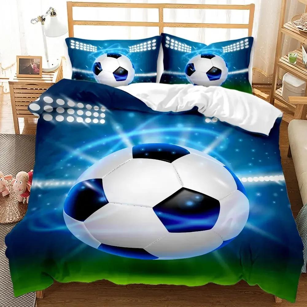 Soccer Sports Blue Flame Football Comfortable Duvet Quilt Cover Pillowcase Bedding Set Children Bedroom Decoration Home Textile