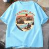 Outdoor Camping Dad T‑shirt "Camping Dad" Vintage Sunset Mountain Design Casual Short Sleeve Mens Tee Fathers Day Gift