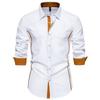 Мужская рубашка с длинным рукавом в стиле business casual, контрастная планка с цветными вставками, длинный рукав