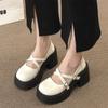 White Y2K High Heels Pumps Women 2024 Chunky Platform Mary Jane Shoes Woman Sweet Cute Heart-shaped Buckle Lolita Shoes