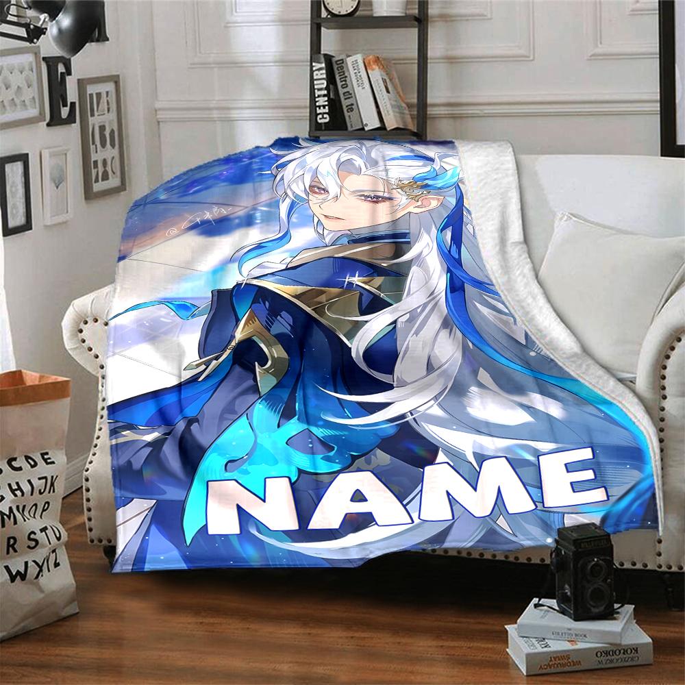 Customiz Name Personality Genshin Impact characters Blanket Soft &Warm Sofa Office Bed Travel Lunch Break Blanket, Gift Suitable All Seasons