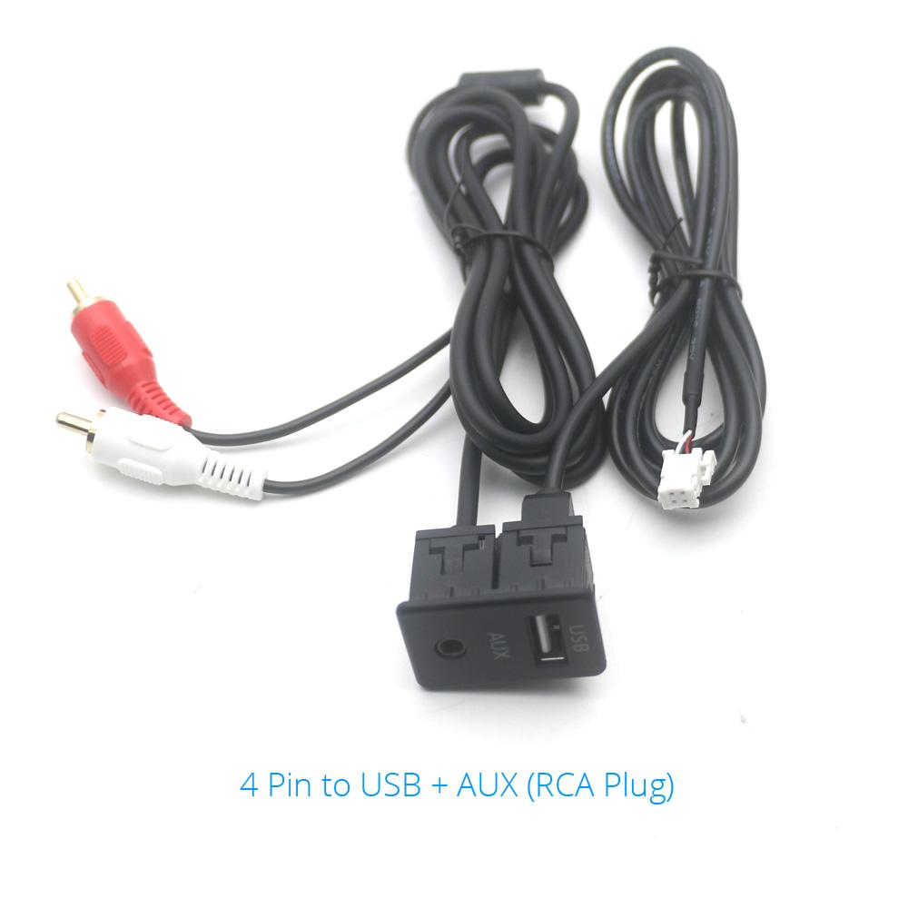 4 6 Pin Dual USB Type-C Panel Car Dash Flush Mount 3.5mm AUX RCA Charger Data Cable Adapter for Android Multimedia Radio Player