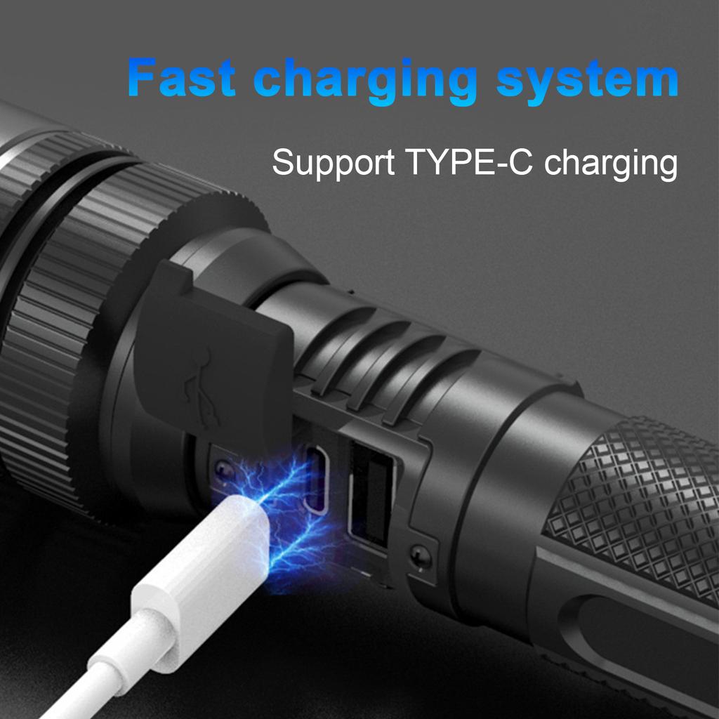 Outdoor Waterproof Handheld Flashlight Super Bright Flash Light Adjustable Focus Floodlight