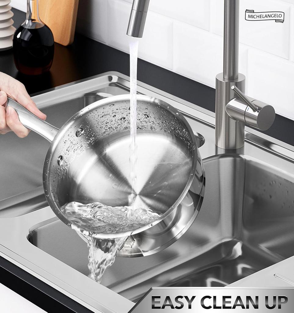 Набор кастрюль для супа MICHELANGELO из нержавеющей стали 304, профессиональное трехслойное композитное дно, подходит для всех плит и духовок