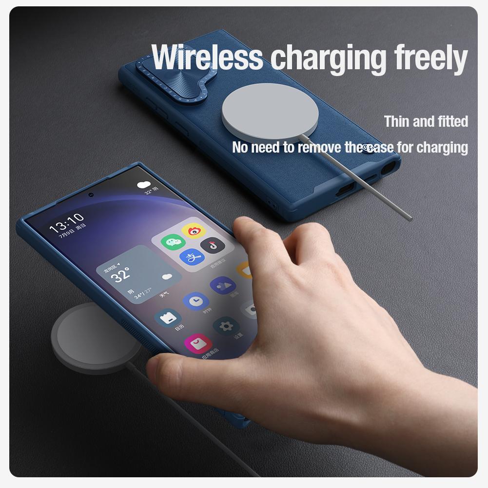 NILLKIN For Samsung Galaxy S24 Ultra Phone Case CamShield Prop Leather Magnetic Cover Camera Protection Back Cover