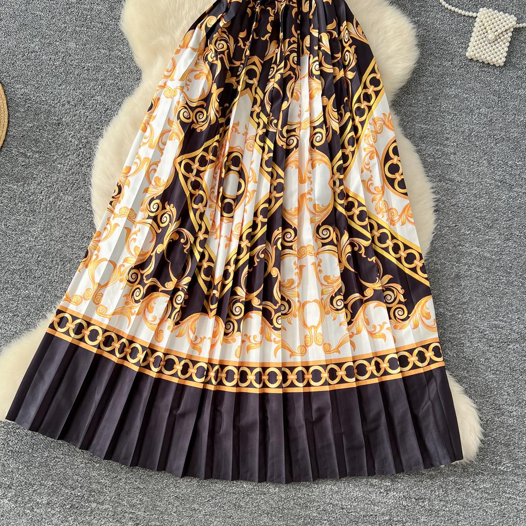 Франция Элегантный Винтаж Тонкий Вечернее Платье Женщины Печати Пуговицы Плиссированное Длинное Вечернее Платье Женщин Повседневный Шикарный Праздничная Одежда Новинка