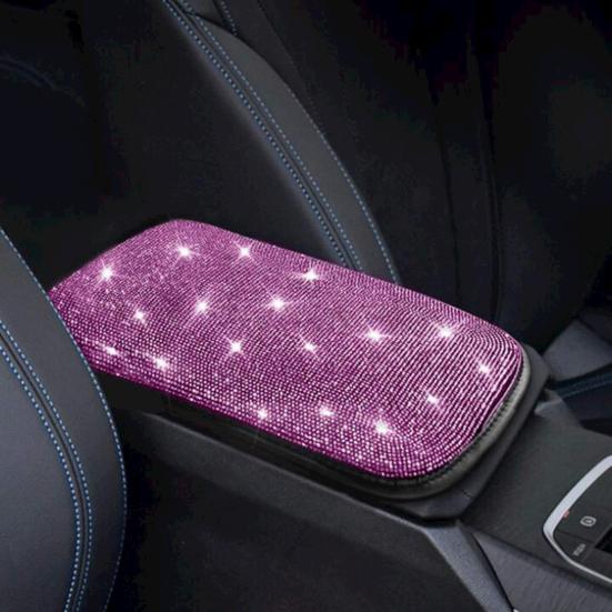 Чехол на подлокотник автомобиля со стразами, универсальная прямоугольная эластичная лента, защитная накладка для центральной консоли, подушка, коврик, аксессуары для салона автомобиля