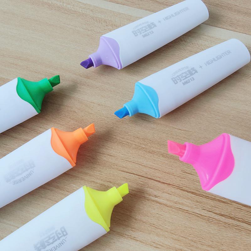 6-Color Large Capacity Fluorescent Glitter Pens with Oblique Tips for Journaling and DIY Projects