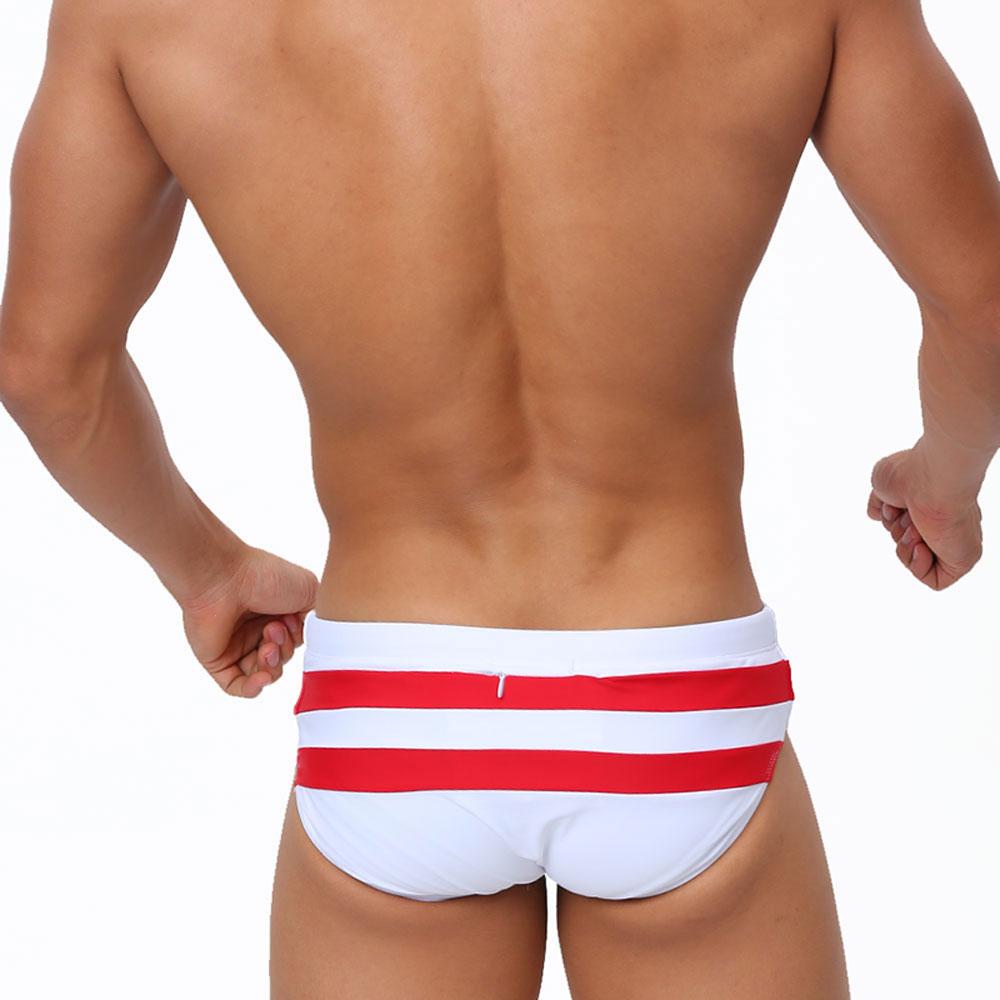 UXH Brand Men SwimBriefs Low Waist Zipper Can Open Swimwear Beach Wear Tanning Surfing