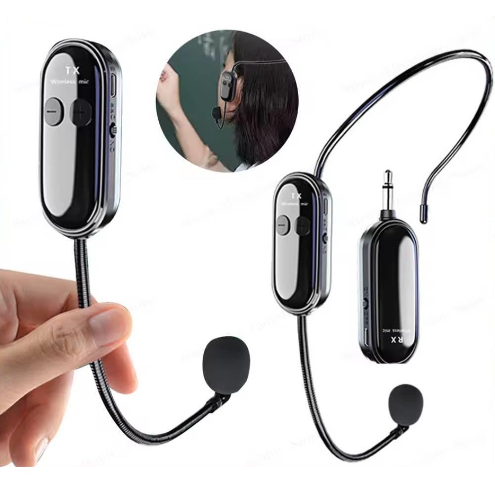 2 in 1 Wireless Microphone Headset Long Range Mic System Headset Mic Voice Amplifier for Teaching Stage Performers Fitness Guide