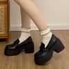 Модные женские черные туфли на толстом каблуке 2024 года, туфли-лодочки из лакированной кожи на платформе, женские туфли без застежек на толстом высоком каблуке Jk Uniform Shoes Mary Janes