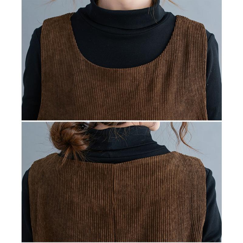 DIMANAF 2024 Женское Осеннее Платье Без Рукавов Большого Размера Женское Вельветовое Длинное Платье Повседневное Большое Свободное Платье