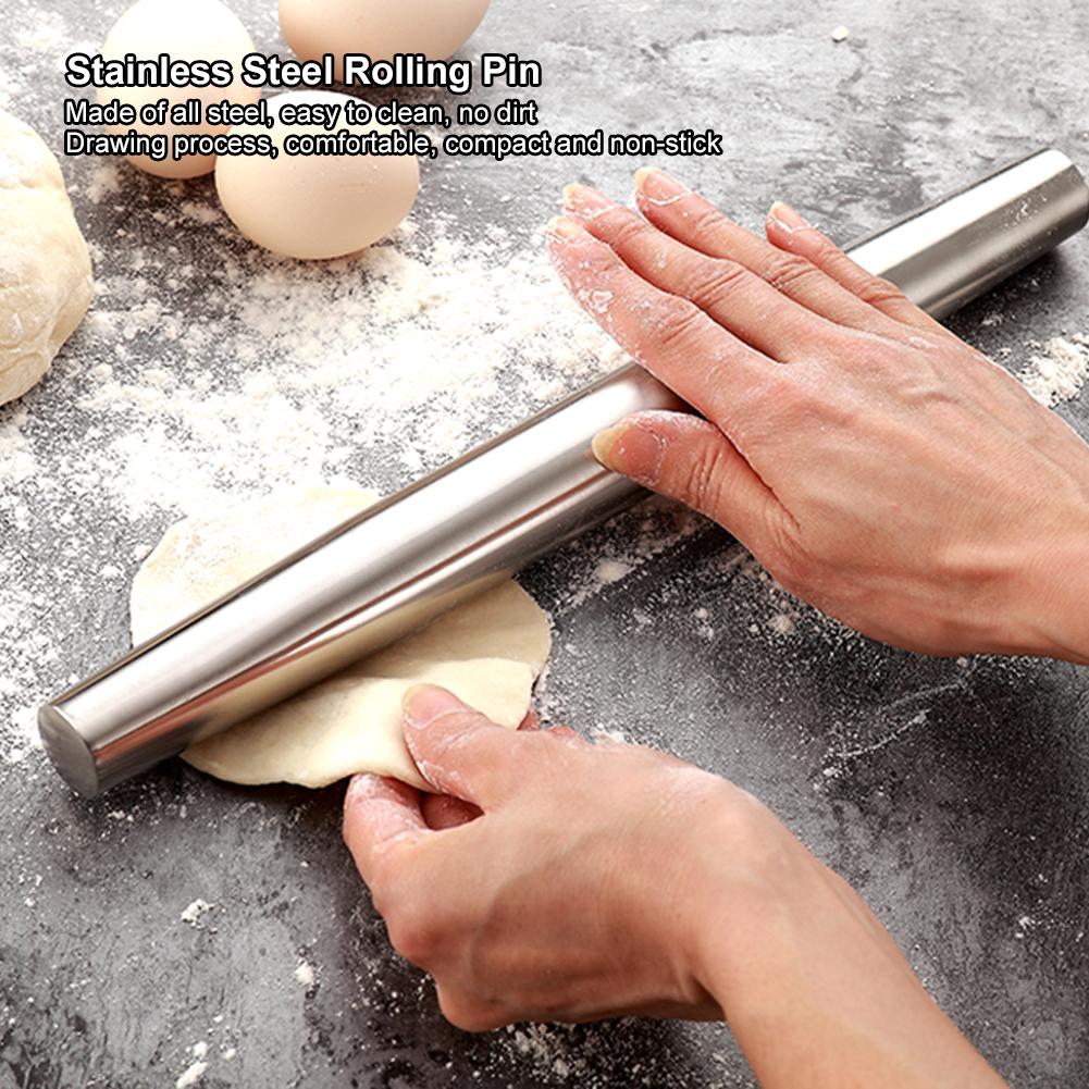 Антипригарная скалка из нержавеющей стали, ролик для теста для торта, инструменты для выпечки кондитерских изделий