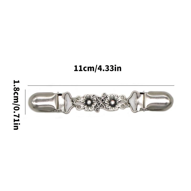 2 Pairs Elegant Rhinestones Sweater Clip for Women Alloy Materials Fashion Brooches for Office and Social Event