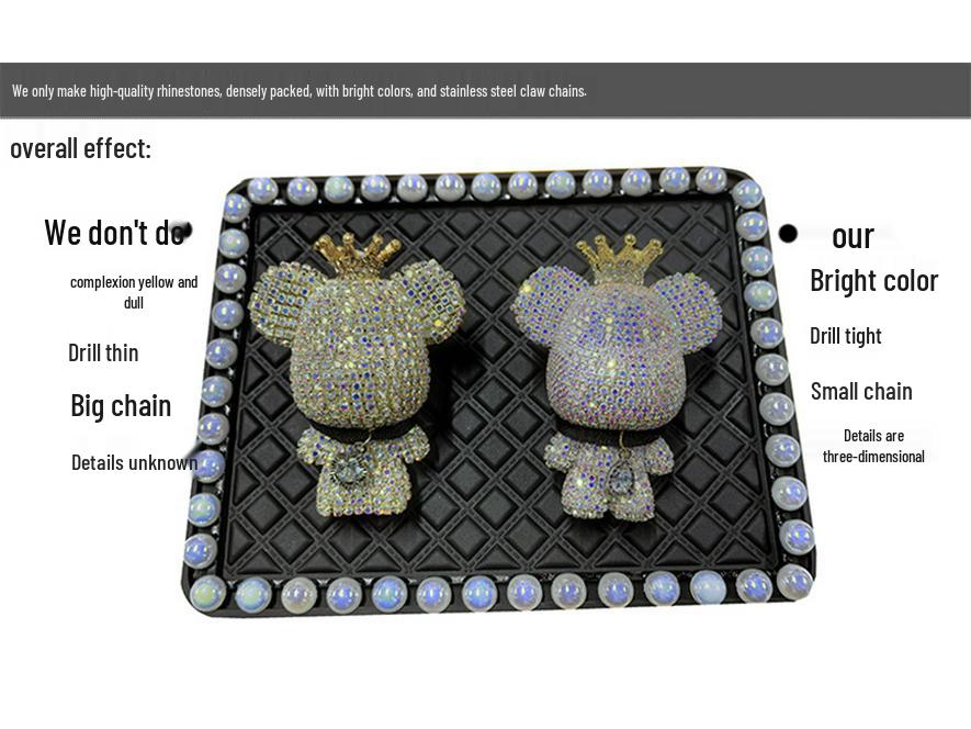 Creative Cartoon Bear Diamond-Studded Car Perfume Ornament - Solid Perfume Gift Decor