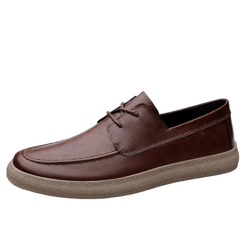 Fashion Classic Brand Men's Leather Casual Shoes Fashionable Brown Versatile Men's Office Business Shoes Soft Soled Hiking Travel Shoes