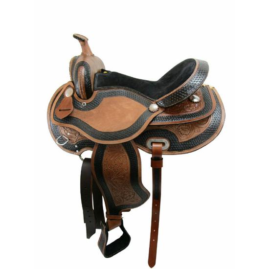 Premium Western Leather Barrel Racing Horse Saddle Suede Seat