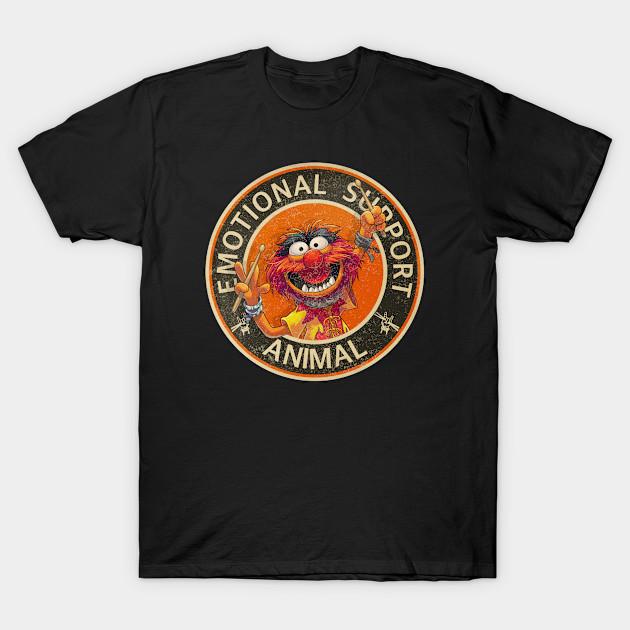 Asian Size Men Black Print T-shirt New Vintage Emotional Support Animal No-Cut Heat Transfer Print Cotton Tshirt