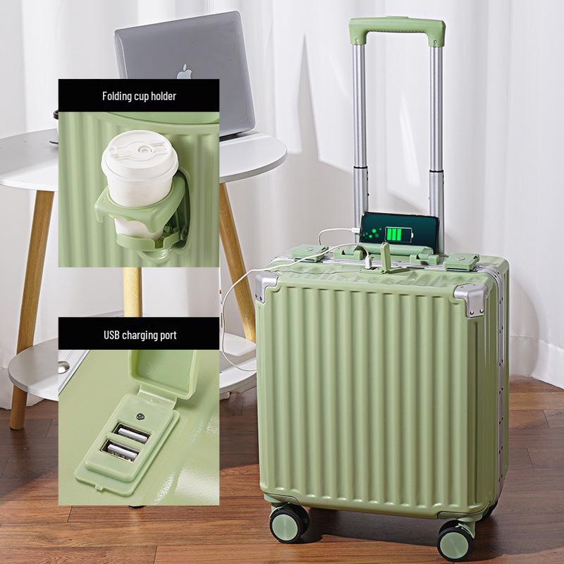 18-inch Lightweight Carry-on Trolley Suitcase with Zipper Lock for Men, Women, and Students