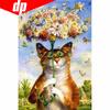 5D Diy Diamond Painting Diamond Mosaic "Cat Flowers" Pictures Rhinestones Cross Stitch