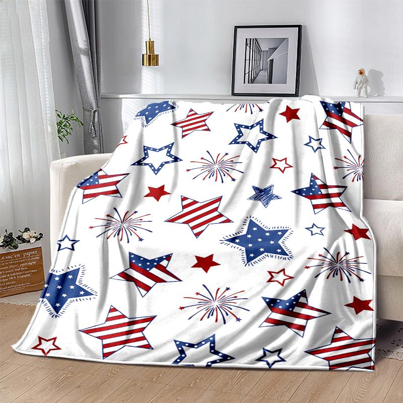 American Flag Flannel Blanket Soft All-Season Throw, Design for Camping, Car Travel, Hiking Sofa, Bed, Office Perfect Gift for Parties