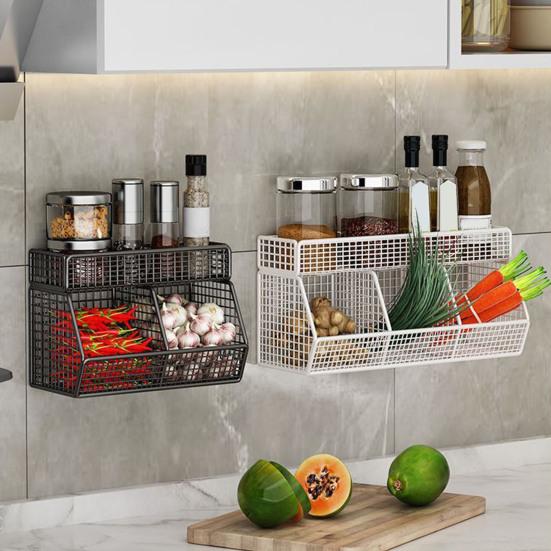 Корзина для хранения из проволочной сетки, большая вместимость, прочная, несущая, простая установка, настенная полка, органайзер, корзина