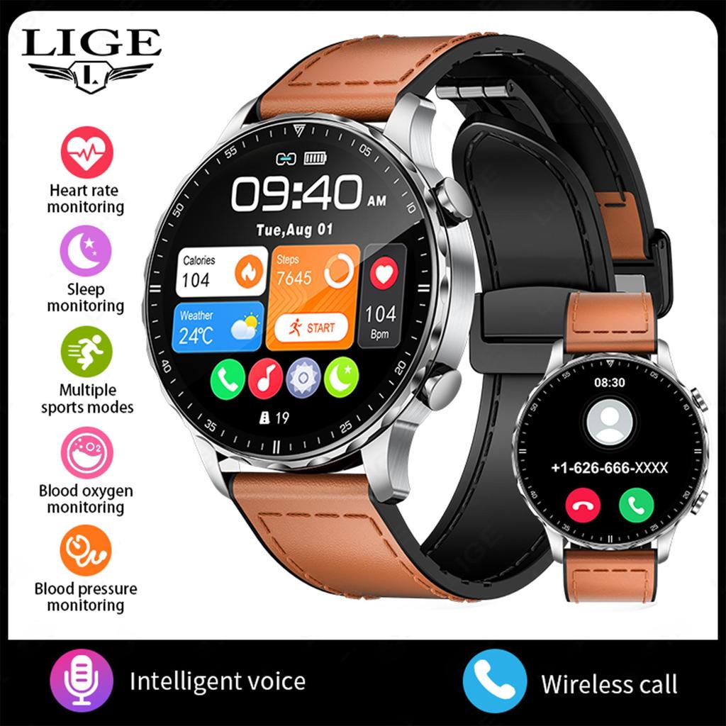 LIGE Новые умные часы мужские Bluetooth звонки обнаружение сердечного ритма спортивные водонепроницаемые умные часы