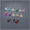 1PC Shiny Colorful Crystal CZ Stainless Steel Stud Earrings For Women Men Drogon Claw Zircon Flatback Piercing Earring Zircon