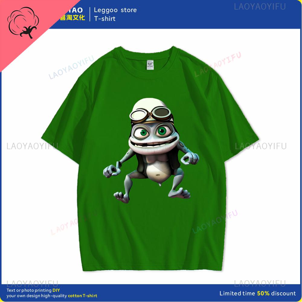 Футболка Crazy Frog Футболка Crazy Frog Хлопковая Футболка с принтом Короткий рукав Повседневная Мужская Милая Футболка Хип-хоп Харадзюку Стритвир