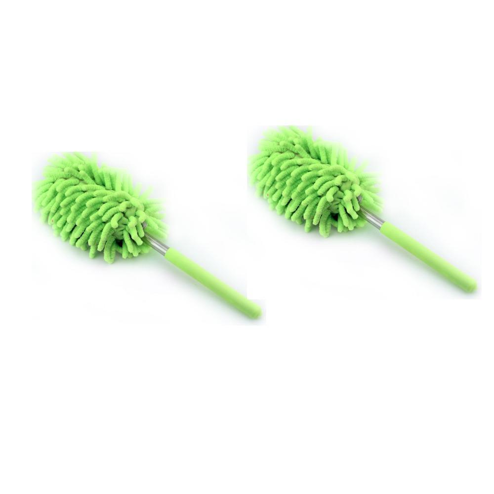 2 Pieces Detachable Microfiber Duster Replaceable Head Telescopic Dust Brush  Car Interior