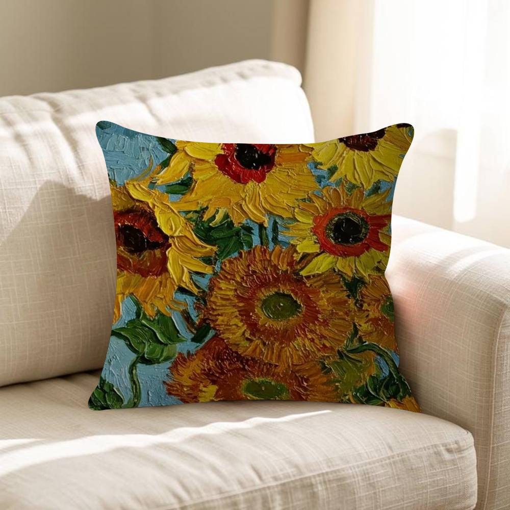 Vincent Van Gogh Oil INS Office Cushion Pillowcase Car Cushion Cover45X45CM Lumbar Pillowcase Sofa Pillowcover