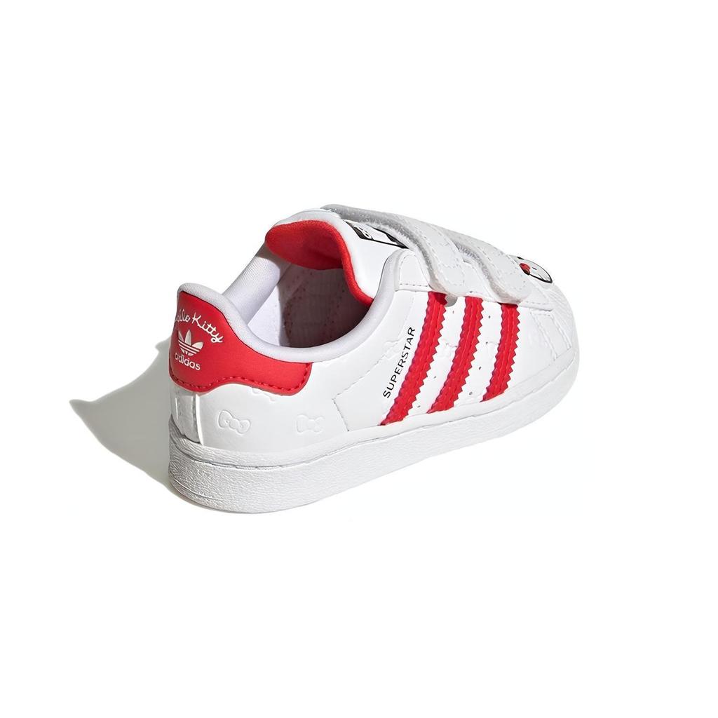adidas Оригинальные Superstar Cf Удобная повседневная носка Прочные низкие кроссовки для ходьбы Детская обувь Белый Красный GV8863