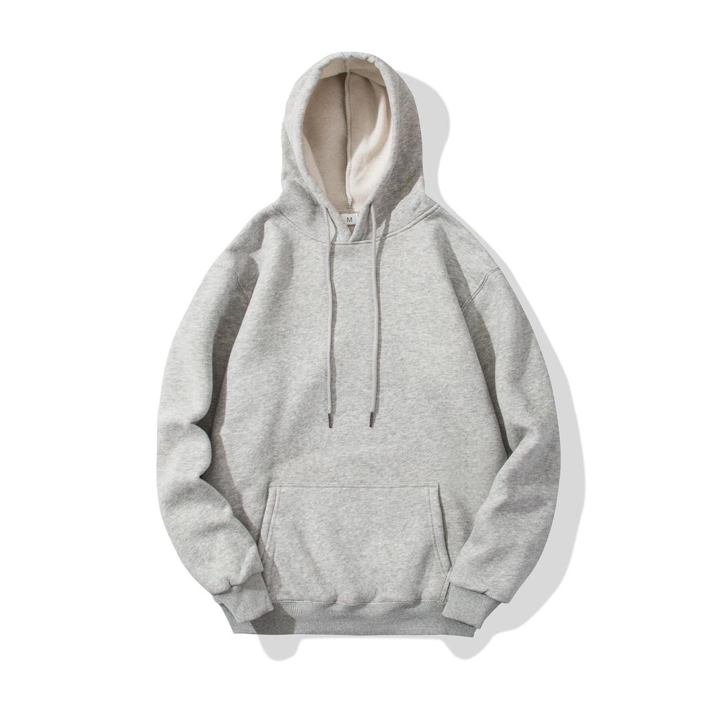 Men's Solid Color Fleece Hoodie with 3D Patch Pocket - Autumn/Winter Collection