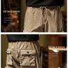 2024 New Winter Cargo Pants Men Multi-Pockets Drawstring Fleece Liner Thick Warm Overalls Joggers Casual Cotton Thermal Trousers