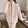 Women's Plush Zipper Pajamas - Autumn/Winter, Cute Stand Collar, Plus Size Coral Fleece Homewear
