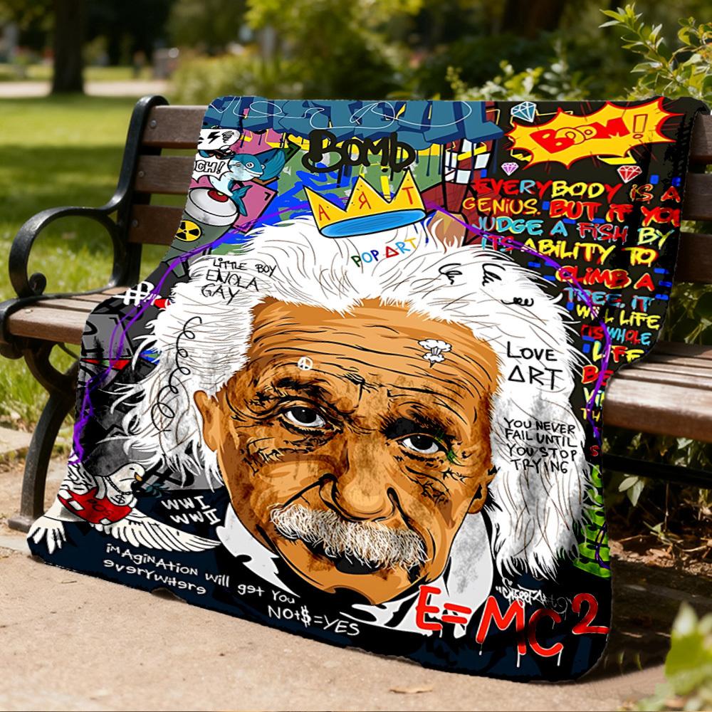 1pc Art, Einstein Outdoor Soft Blanket Ultra Plush, Warm, Versatile, and Easy Care for Camping, and