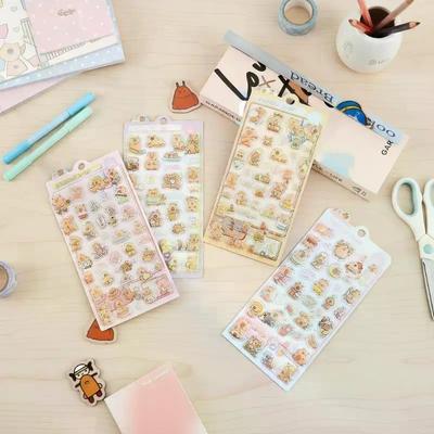 4 шт. Милые Мультяшные Капибары 3D Рельефные Пузырчатые Наклейки Kawaii Животные Украшения Наклейки для DIY Скрапбукинга Украшение Чехла Телефона Подарки