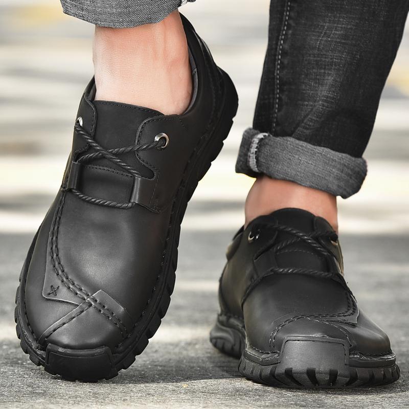 Повседневная обувь Ретро-обувь из коровьей кожи Мужские мокасины Повседневная обувь из кожи ручной работы Мокасины Мужские туфли на плоской подошве