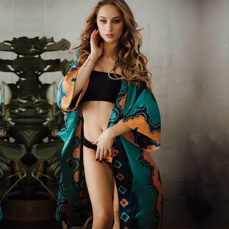 Зеленый винтажный комплект бикини, накидки, летнее пляжное кимоно в стиле ретро, женское летнее пляжное платье, купальник, A1481