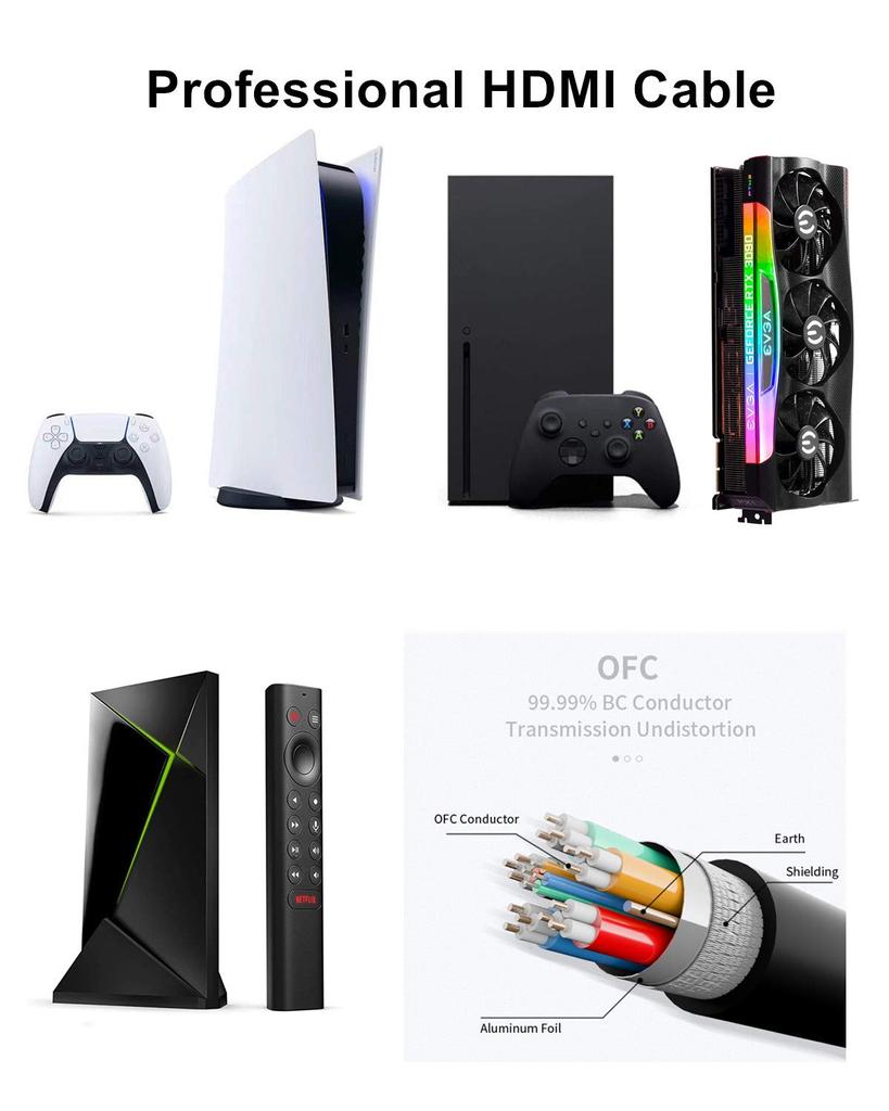 Ubluker 10K 8K 4K HDMI кабель 48 Гбит/с сверхскоростной кабель 4K 240 Гц 144 Гц 120 Гц 8K 60 Гц ARC eARC совместимый Netflix RTX4090 ПК ТВ Саундбар PS5 4 Xbox
