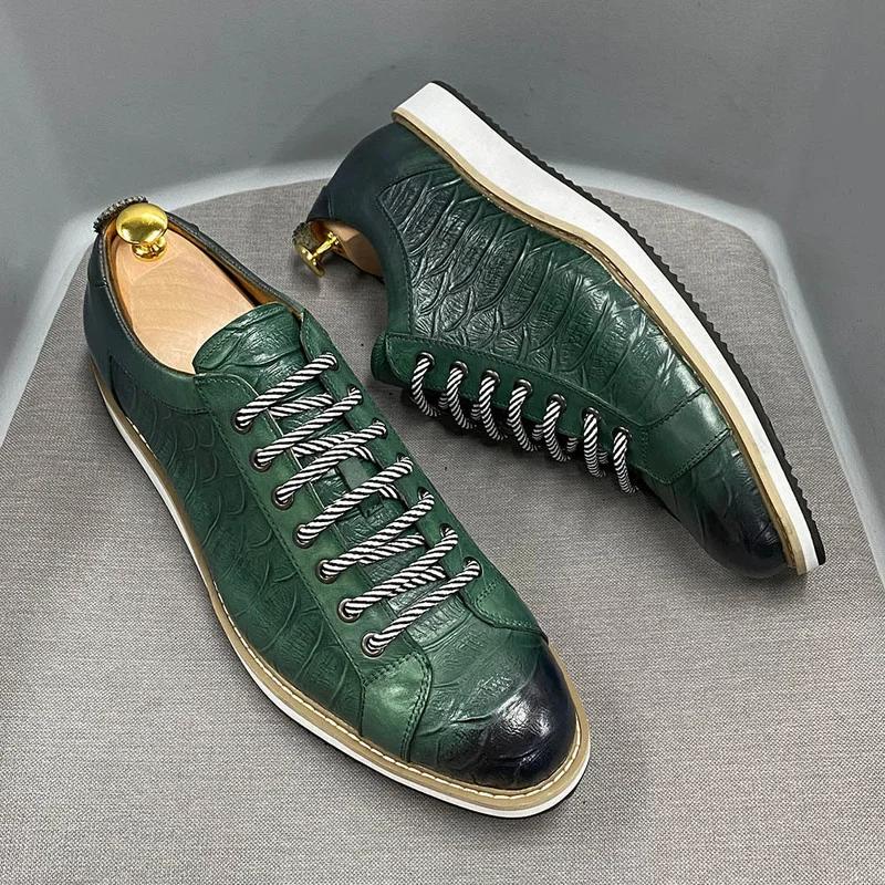 Fashion Genuine Leather Men's Casual Shoes Lace Up Flats Fashion Oxfords Leather Casual Designer Luxury Shoes for Men Luxury Sneakers