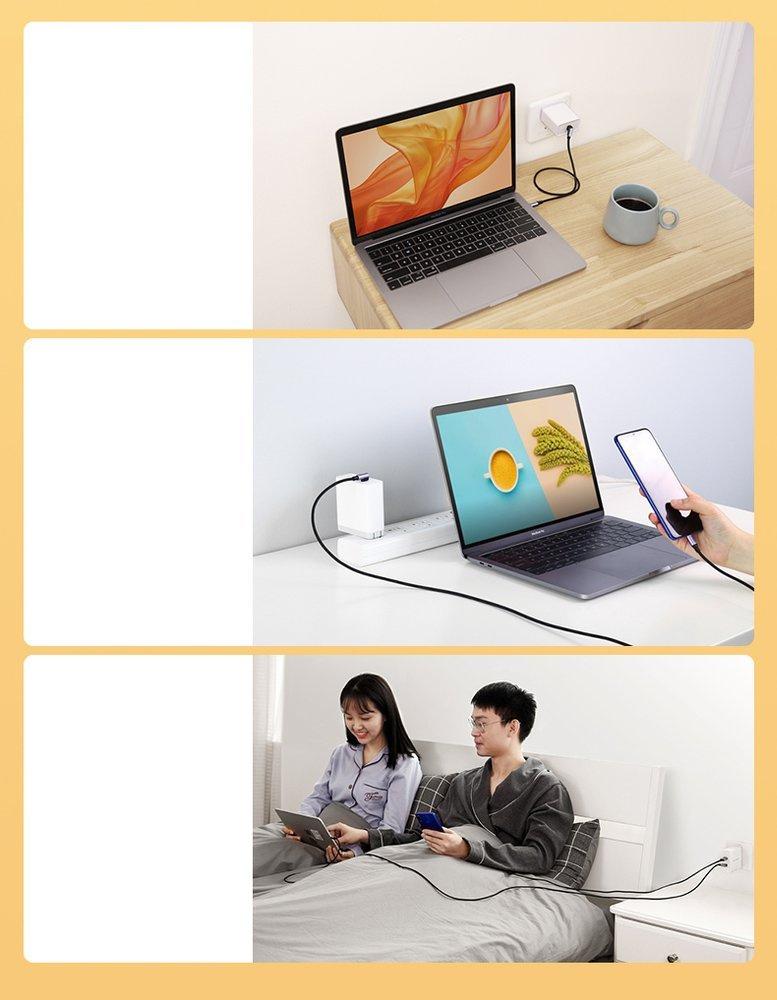 Ugreen USB-C to USB-C Cable 60W 3A 1m (Gray) - Straight/Angled Connector - Fast Charging PD QC