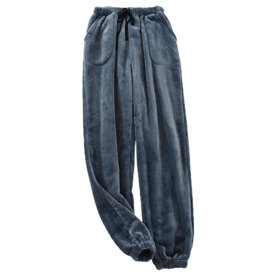 Men Straight Pajama Thicken Pants Coldproof Soft Stretchy Waist Men Pajama Trousers Homewear Garment