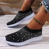 Spring and Autumn Footwear Plus Size Leisure Rhinestone Flying Weaving Sports Casual Women's Shoes