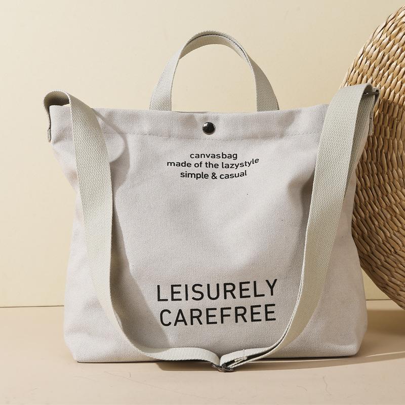 Large-Capacity Casual Simple Shopping Bag Japanese Simple Student Class Messenger Bag Handbag Canvas Shoulder Bag Women
