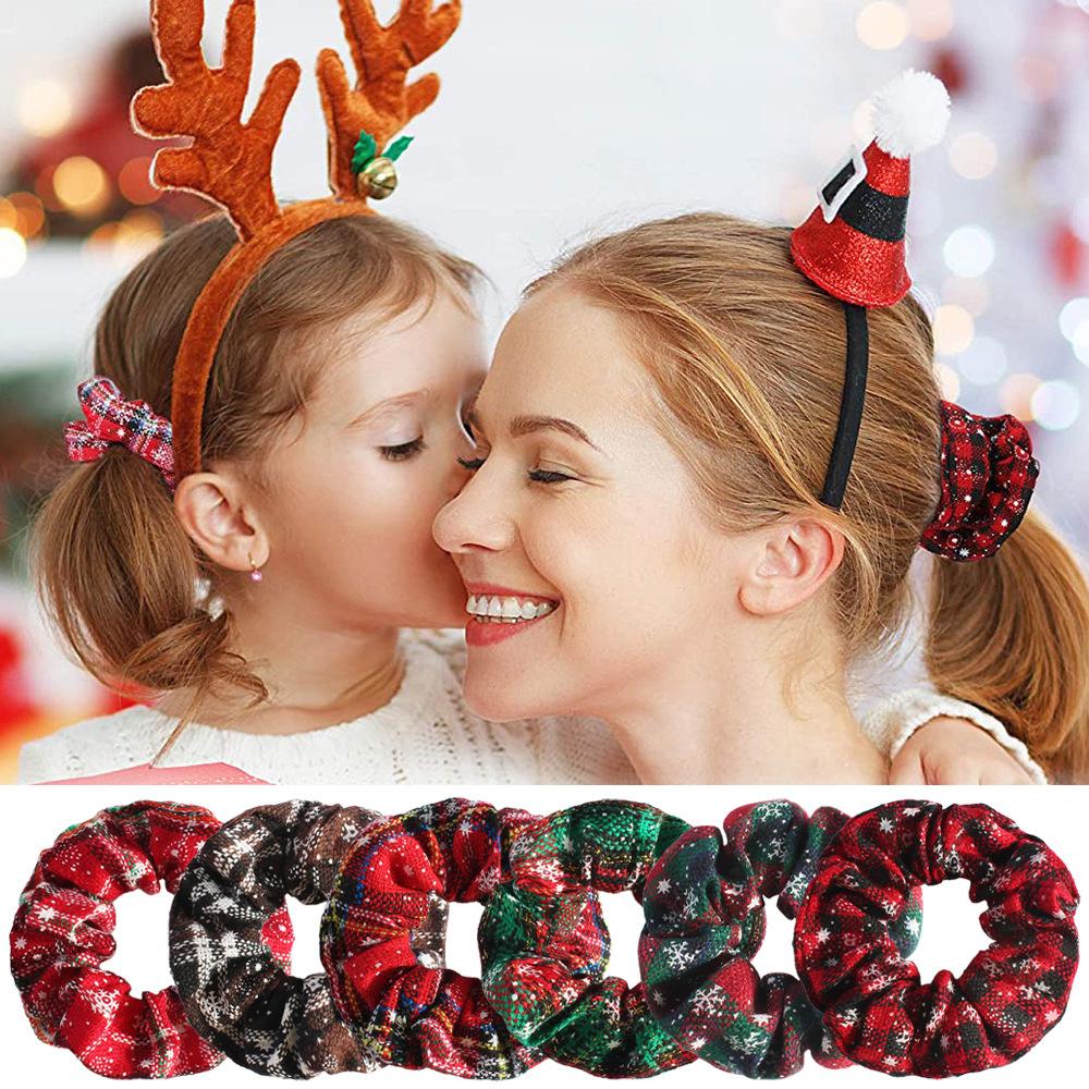 New Christmas Atmosphere Large Intestine Hair Tie Christmas Performance Props Snowflake Christmas Reindeer Antler Hair Tie Hair Accessory