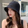 Casual Knitted Fisherman Hat Foldable Sun Protection Sun Hat Wide Brim Solid Color Hollow Beach Cap Sun Hat