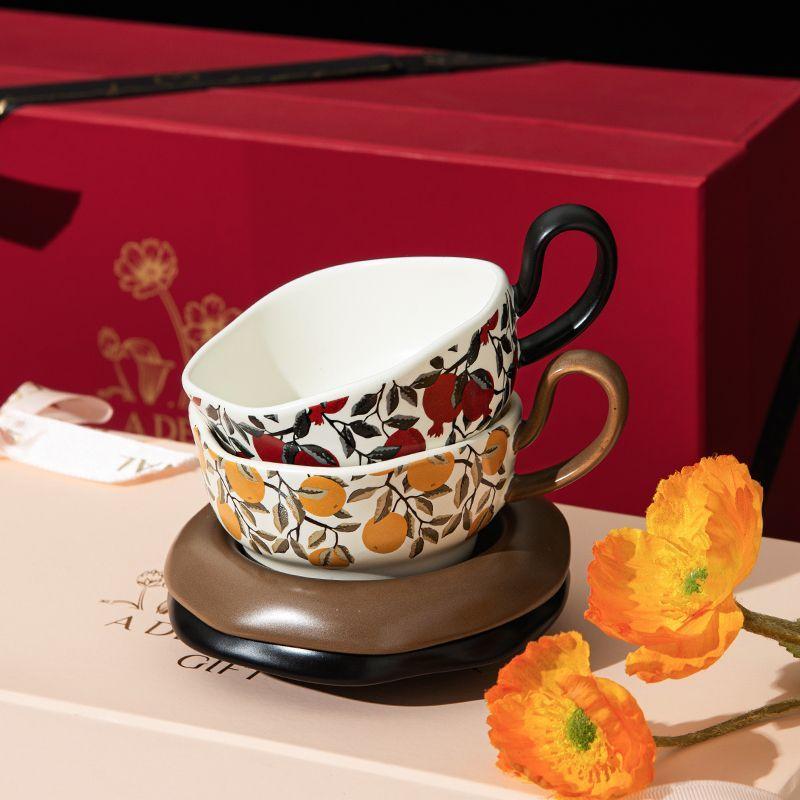 200ml Vintage Ceramic Coffee Cup and Saucer English afternoon Tea Cup and Saucer Home Office Cafe Drinkware Coffeeware Gift