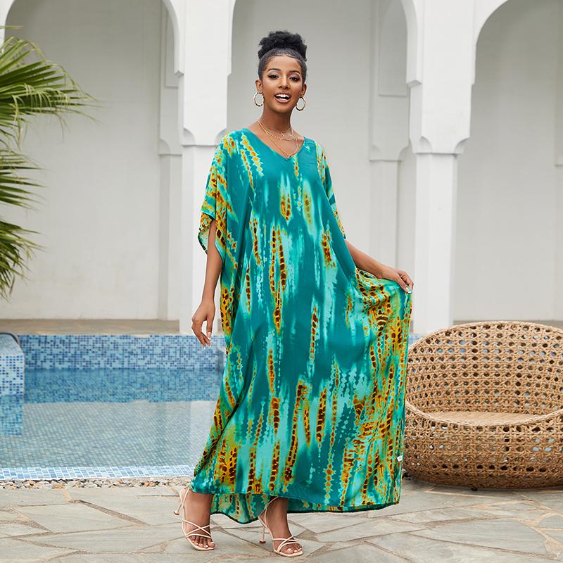 Богемный пляжный кафтан платья для женщин тай-дай летний макси халат летний купальник накидки праздничные купальные костюмы поставка с фабрики большие распродажи