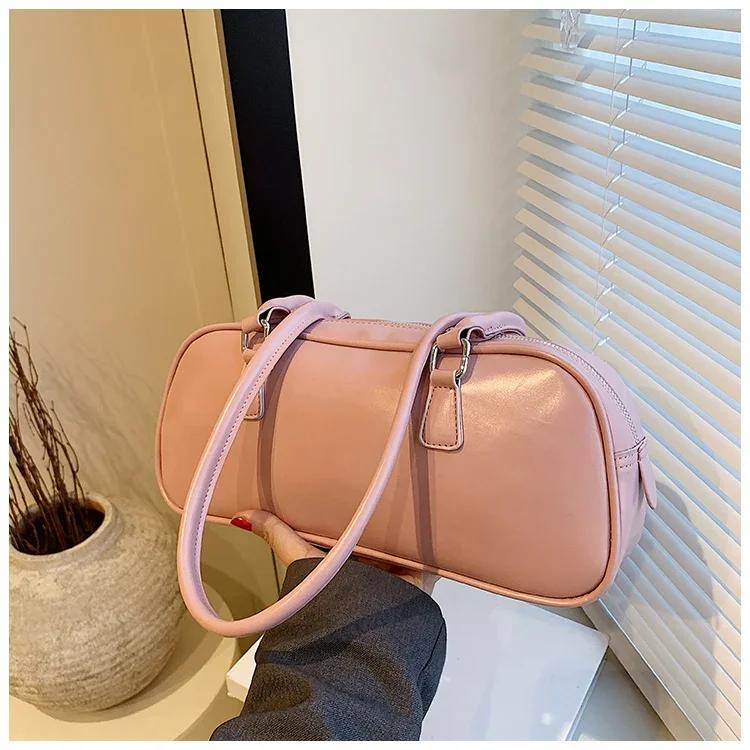 Solid Zipper Fashion Pu Shoulder Bag High Quality High Capacity Simple Trend Young Light Luxury Women's Bag